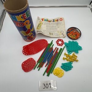 Vintage Tinkertoy Tinker Zoo Construction Set With Tube Instructions